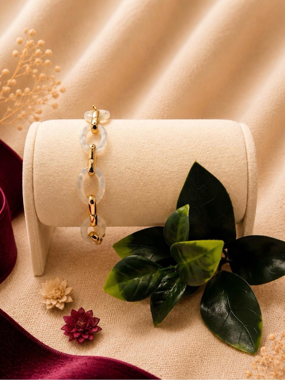 Gold & Frosted Resin Link Bracelet - Women Jewelry